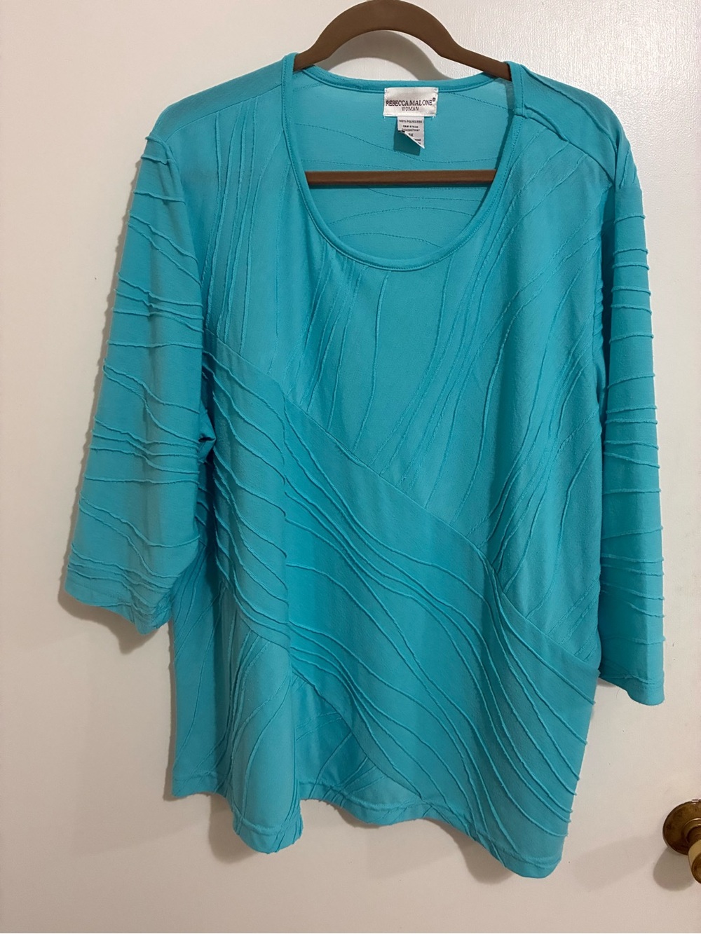 Rebecca Malone Teal Wave-Textured Women's Top size 3x